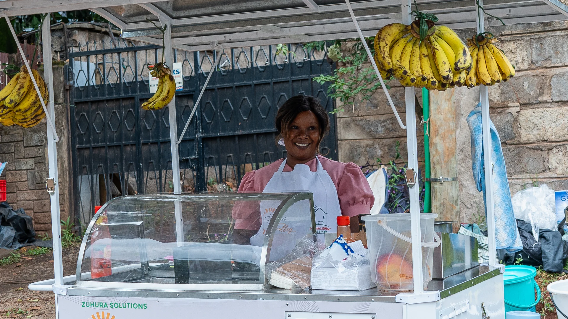 Cecilia Nduku at her Halisi Trolley vending stand